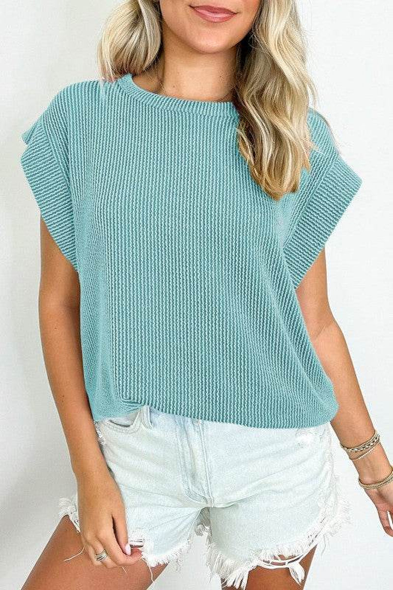 Viscose Twisted Ribbed Textured Solid T Shirt