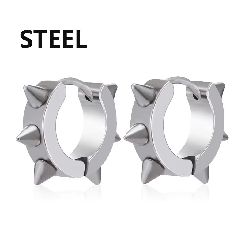 1 Pairs Multi Types Unisex Black Gold Color Stainless Steel Earring for Women Men Punk Gothic Piercing Fake Earrings Jewelry