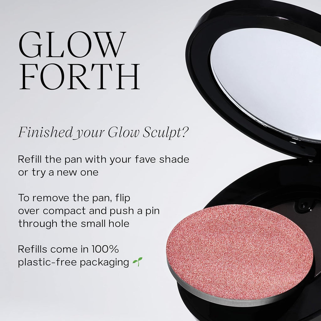 Glow Sculpt Multi-Use Highlighter + Cream Blush Refill - Lightweight with Hyaluronic Acid + Micropearl for Radiant, Glowing Skin - Pinkglow (.02 Oz)