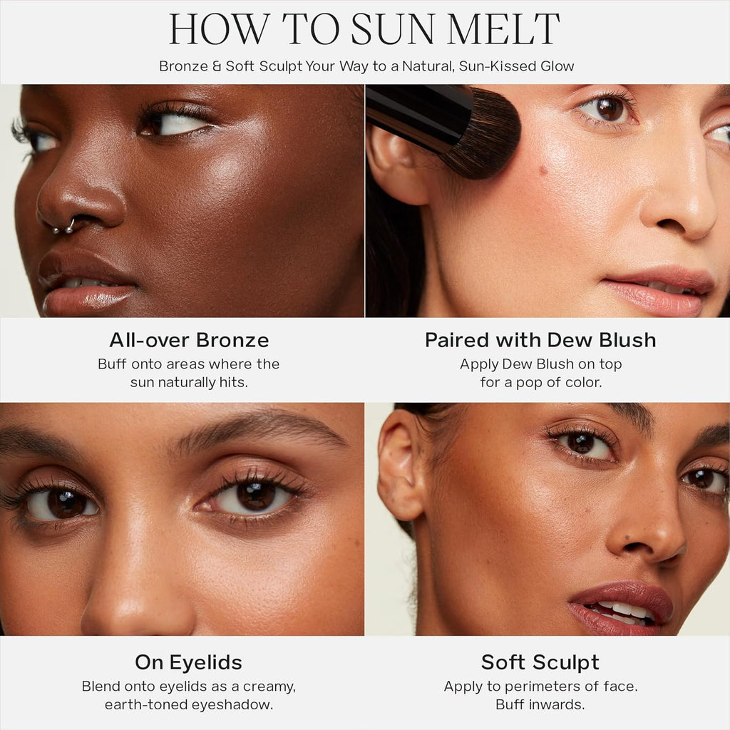 Sun Melt Cream Bronzer - Buildable Balm Face Bronzer for Effortless Sculpting - Cream Contour Enriched with Vitamin C, Nourishing Skincare Ingredients & a Natural Finish - Dark Bronze (1 Oz)