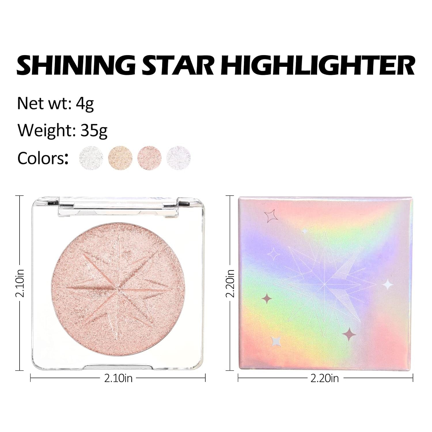 Pearl Shimmer Glitter Highlighter Highlight Makeup Contour Powder, Face Illuminator Highlighter Makeup Iluminadores Illuminator for Face Body Cheek