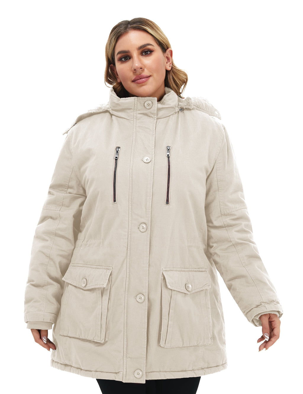 Women'S plus Size Winter Coat Warm Puffer Coat Jacket Winter Jacket Beige 4X