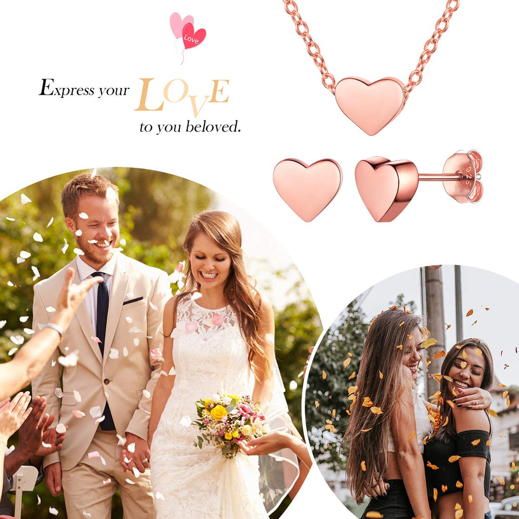 Set for Women Heart Pendant Necklace Trendy Stud Earrings Sterling Silver Jewelry Sets for Brides, Bridesmaid, Mother'S Day