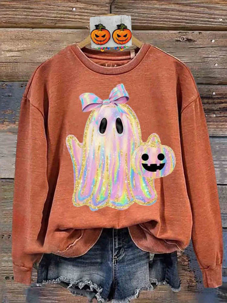 Women's Creative Halloween Printed Crew Neck Sweatshirt