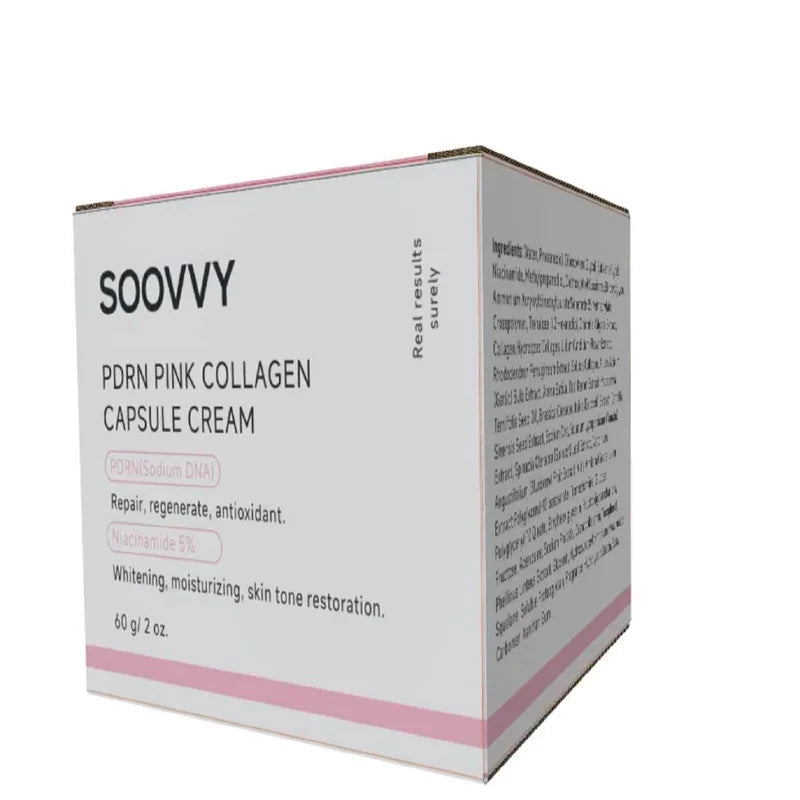 Pink Collagen Capsule Cream, Face Moisturizer, Lightweight Moisturizing Cream , Niacinamide for Uneven Skin Tone, Glow Hydration, Korean Skin Care, 2 Oz