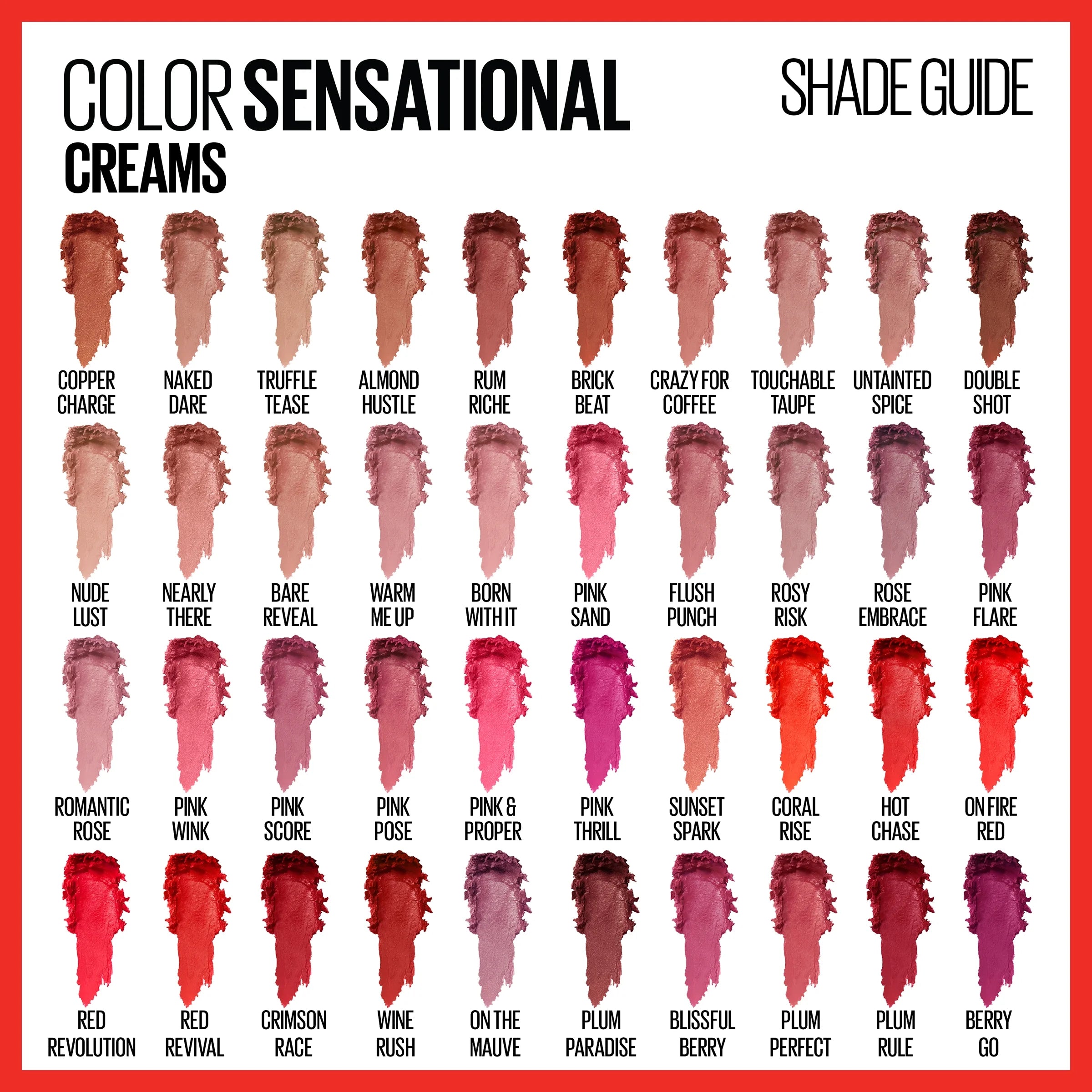 Color Sensational the Creams, Cream Finish Lipstick Makeup, on Fire Red, 0.15 Oz.