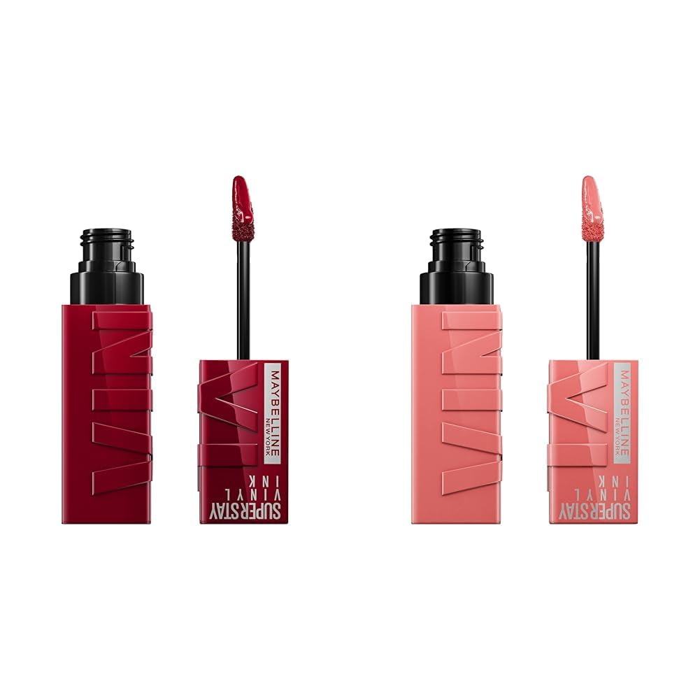 Super Stay Vinyl Ink Longwear No-Budge Liquid Lipcolor Makeup, Royal Deep Wine Red and Charmed Pink, 0.14 Fl Oz, 1 Count
