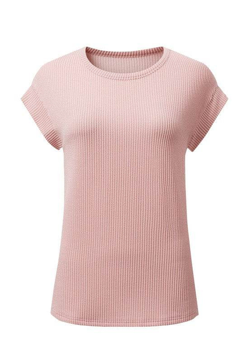 Viscose Twisted Ribbed Textured Solid T Shirt