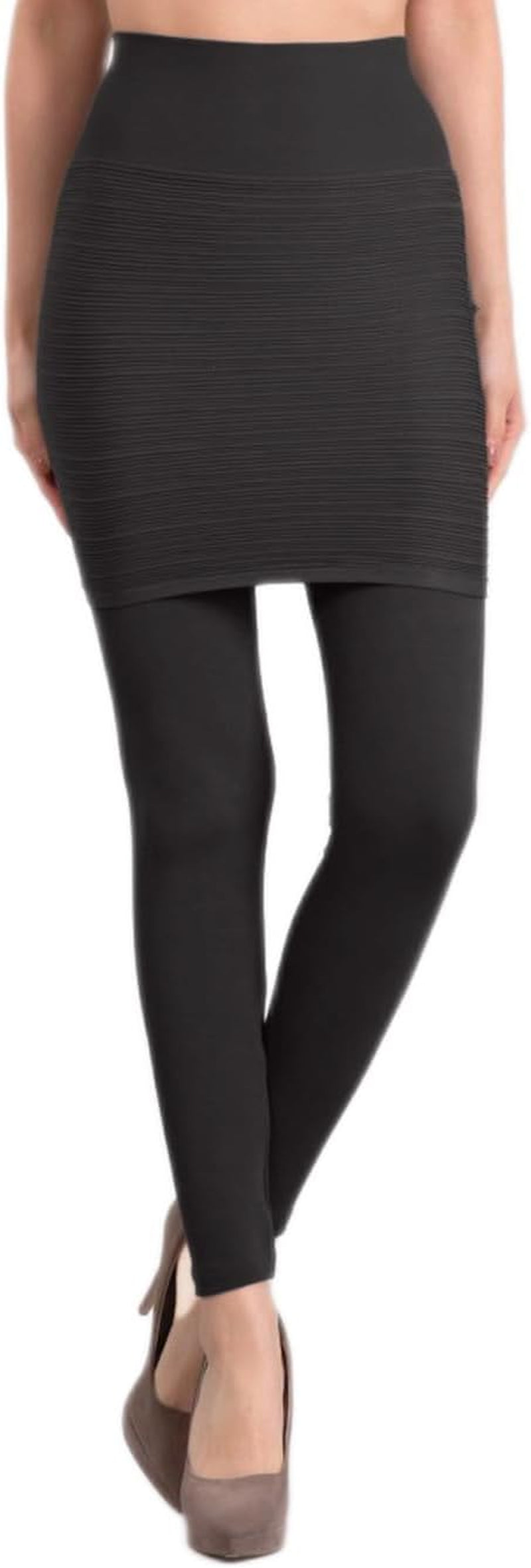 Women'S High Waistband Seamless Legging with Ribbed Skirt. One Size