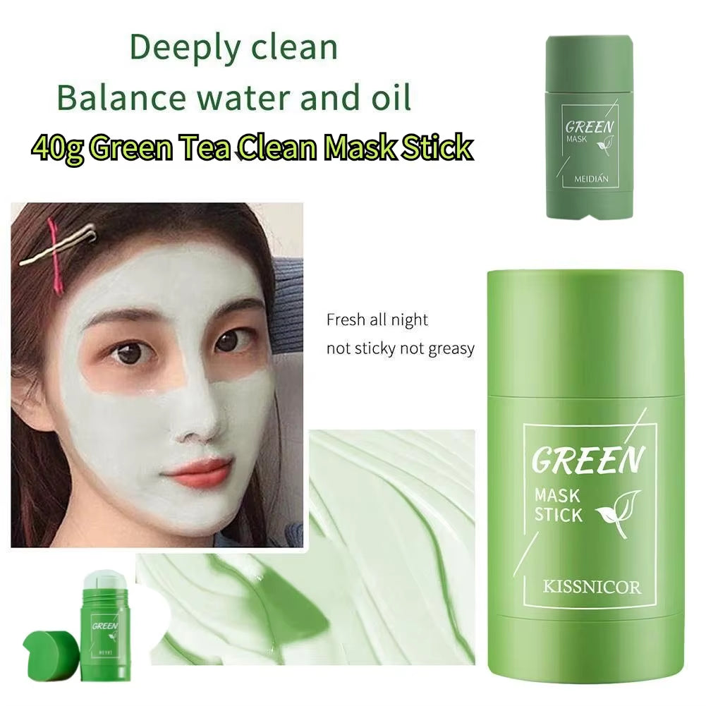 Green Tea Clean Mask Stick Acne Treatment Blackhead Remover Cream Deep Cleansing Pore Brightening Purifying Matcha Clay Mud Mask