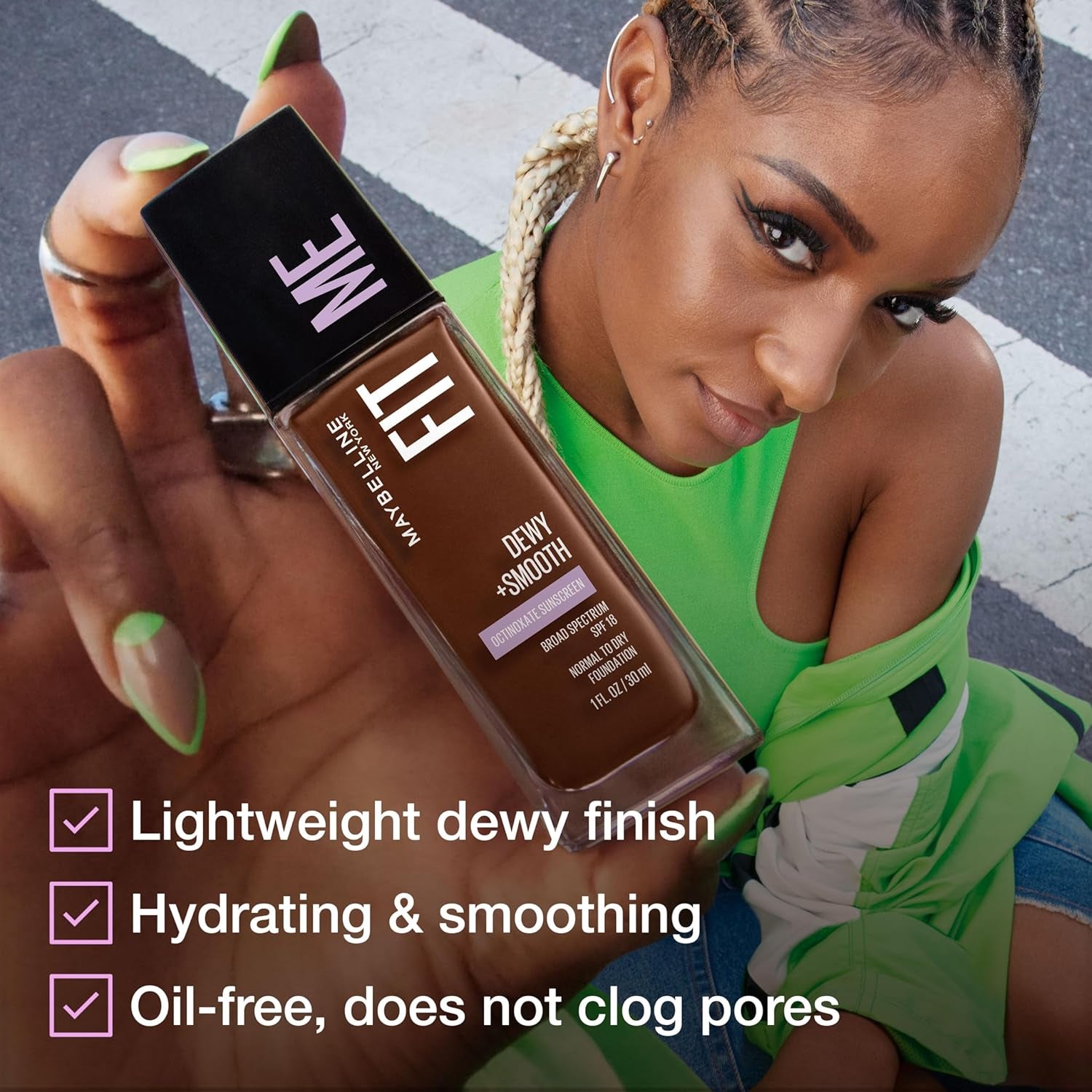 Fit Me Dewy + Smooth Liquid Foundation Makeup, Java, 1 Count (Packaging May Vary)