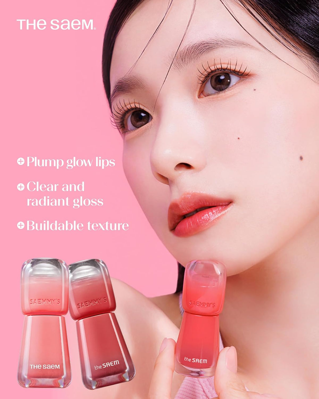 Saemmy'S Ade Shot Tint - Korean Lip Titnt, Water Gel Lip Stain with Plump Glowy Moisturizing Finish, Buildable Radiant Gloss, Long-Lasting Comfort, 0.1 Fl.Oz. (05 Rose Hibiscus)