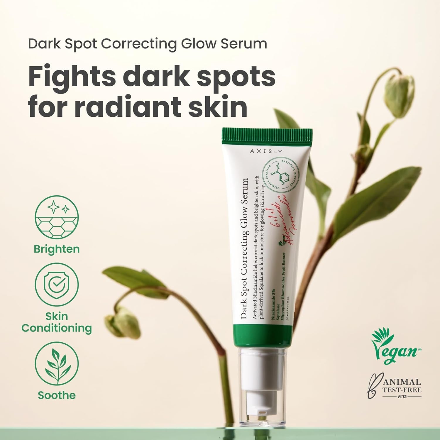 Dark Spot Correcting Glow Serum - 5% Niacinamide Dark Spot Remover for Face - Vegan Korean Skin Care Niacinamide Serum for All Skin Types - 1.69 Fl. Oz.