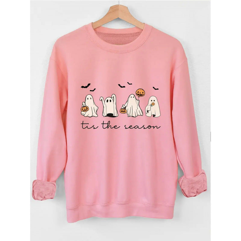 Halloween-inspired Ghost Print Crew Neck Sweatshirt, Fun And Stylish Loose Top