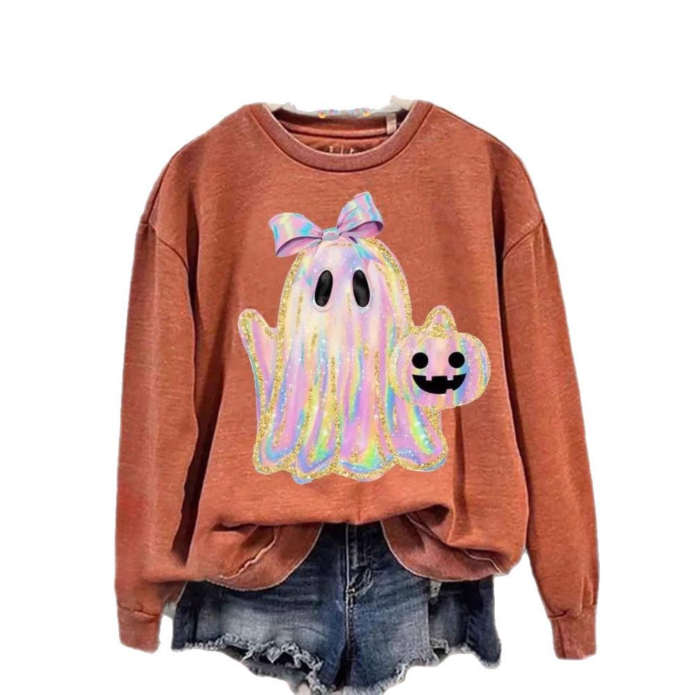Women's Creative Halloween Printed Crew Neck Sweatshirt