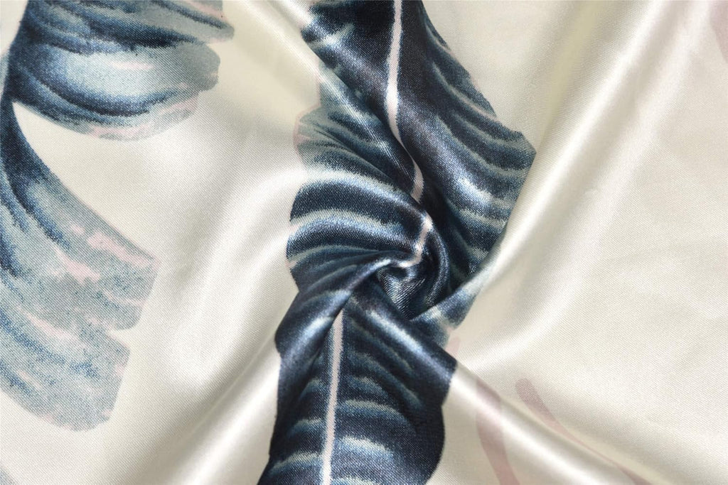 Women Long Silky Bathrobe Satin Kimono Robe Floral Printed Dressing Gown Sleepwear