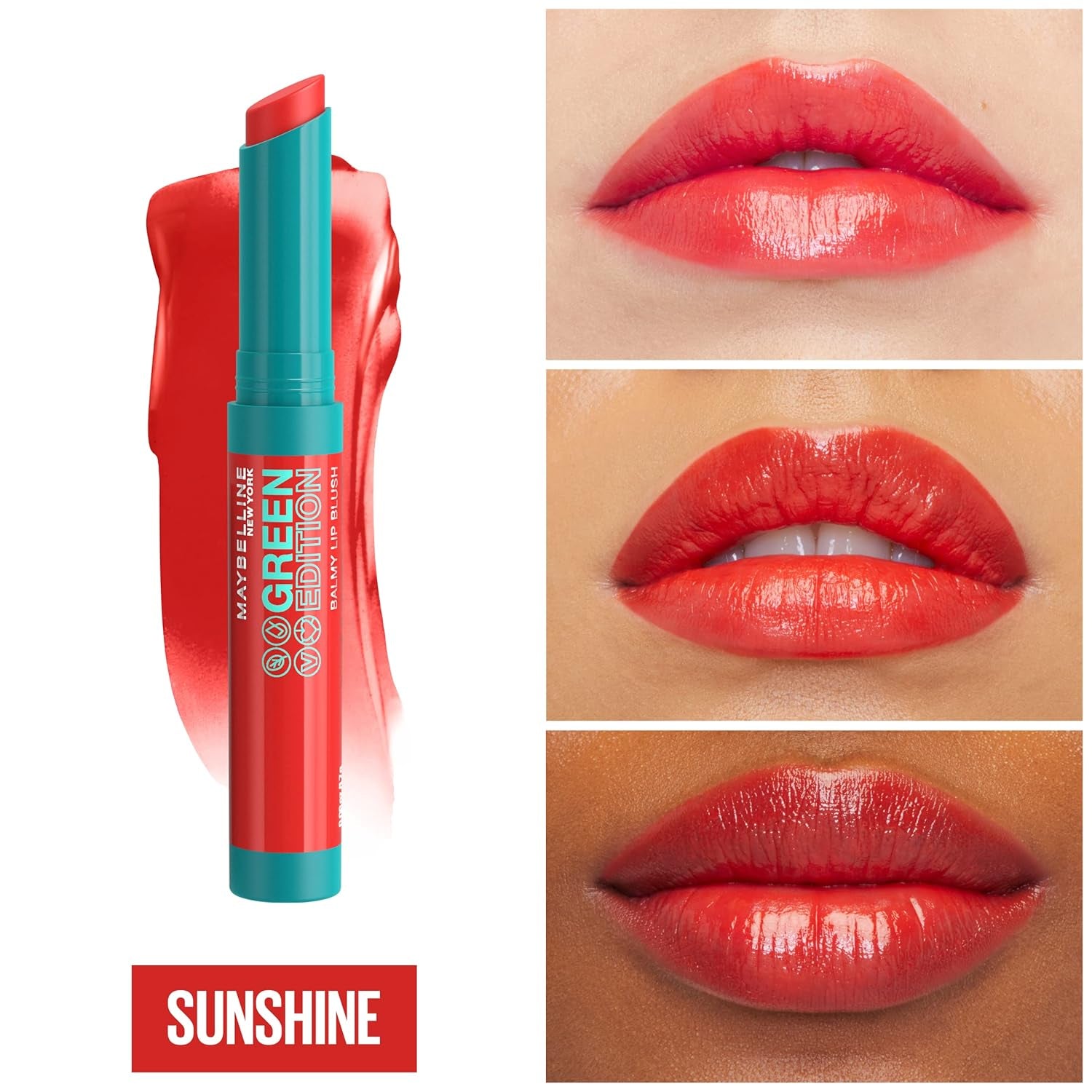Green Edition Balmy Lip Blush, Formulated with Mango Oil, Sunshine, Sheer Coral, 1 Count (Pack of 2)