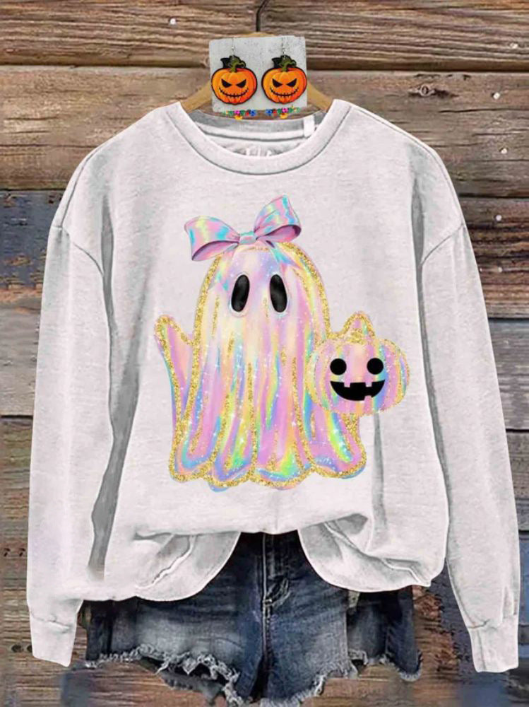 Women's Creative Halloween Printed Crew Neck Sweatshirt