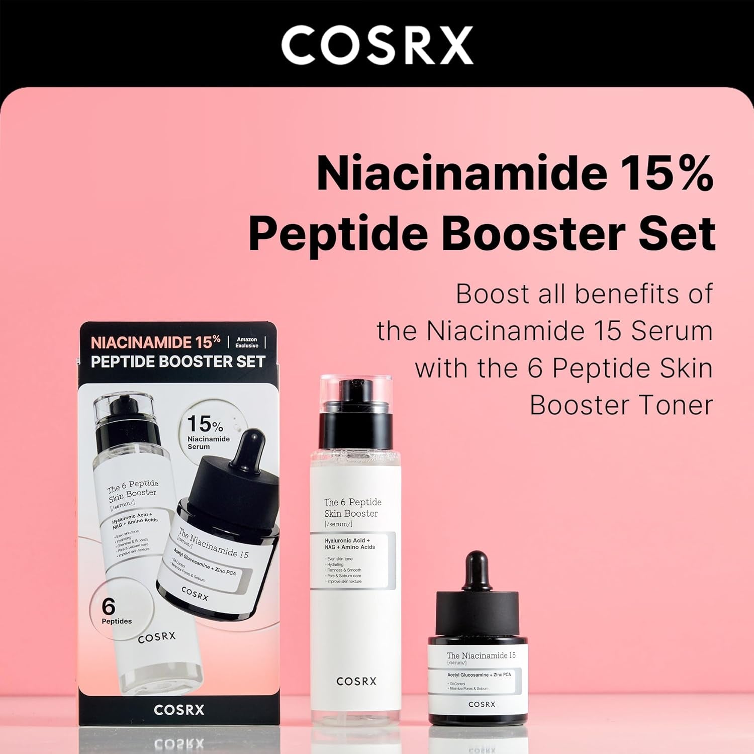 Niacinamide 15% Peptide Booster Set - Amazon Exclusive - Korean Skin Care Set, Gift Sets, Niacinamide Serum, Face Serum
