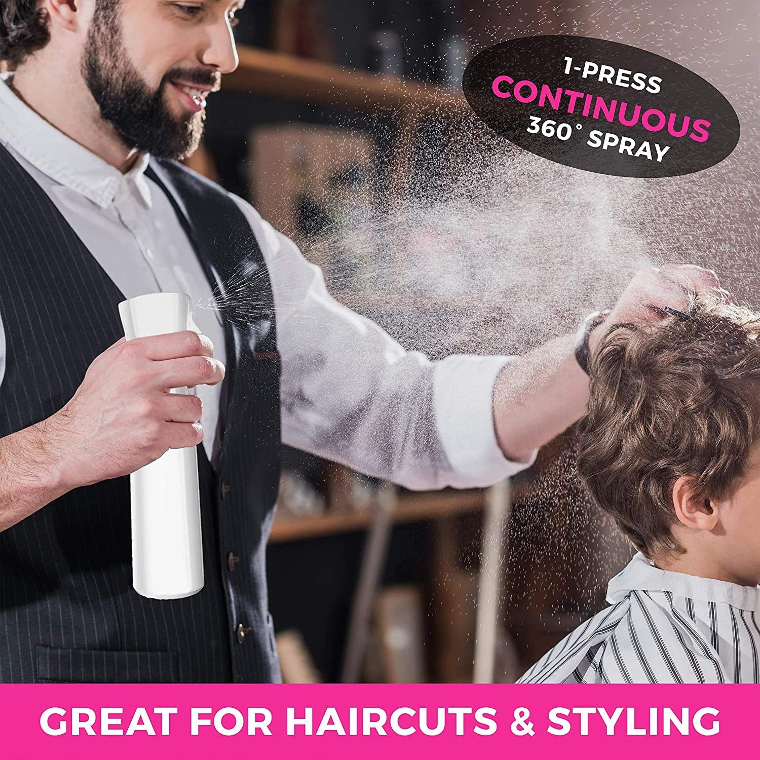 Hair Spray Bottle Continuous Water Mister Bottle Empty Ultra Fine for Hair Styling, Pets, Plants, Cleaning, Misting & Skin Care, Salons, for Taming Hair in Morning, Curly Hair, Essential Oil