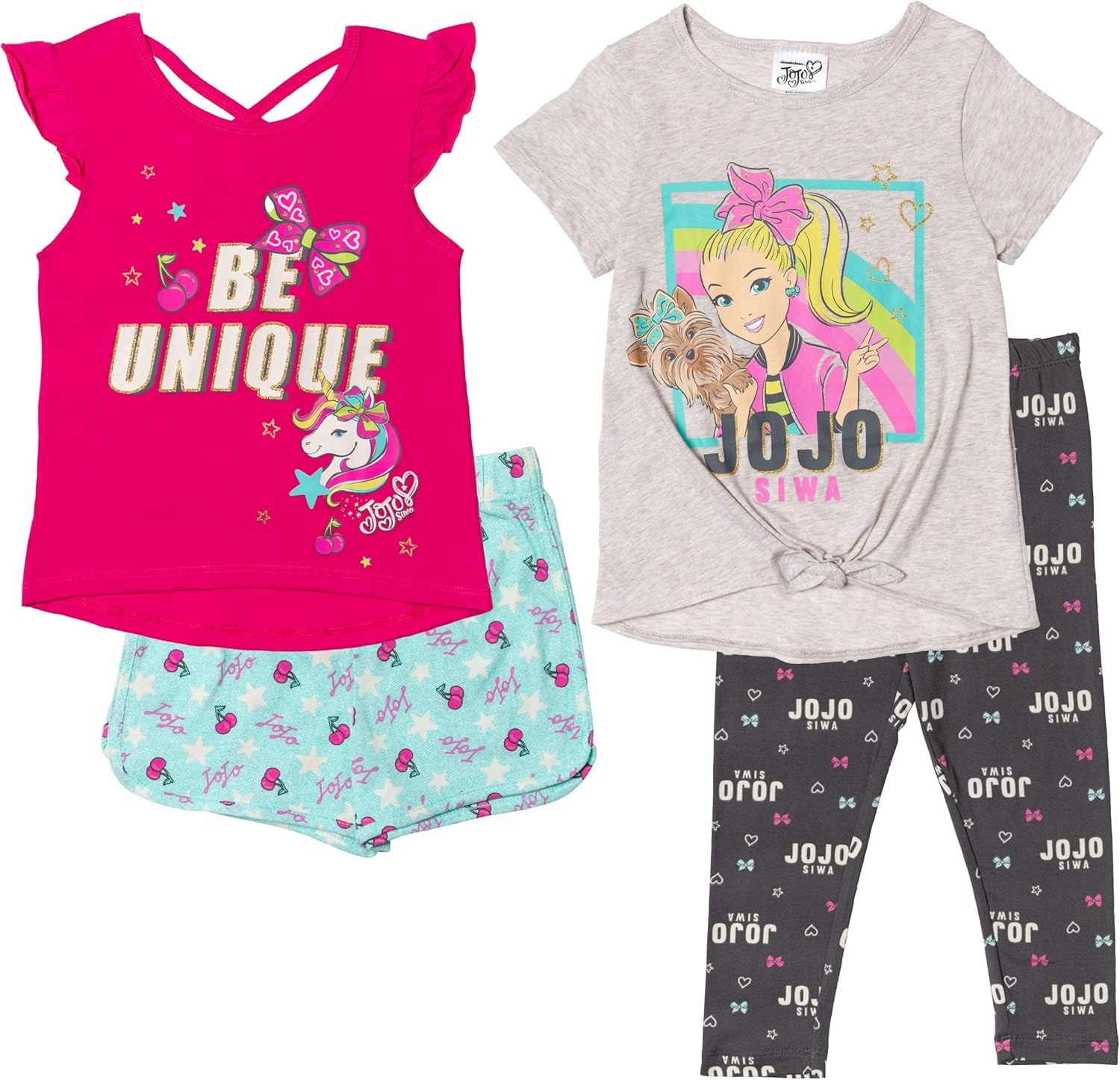 4 Piece Outfit Set: T-Shirt Legging Shorts
