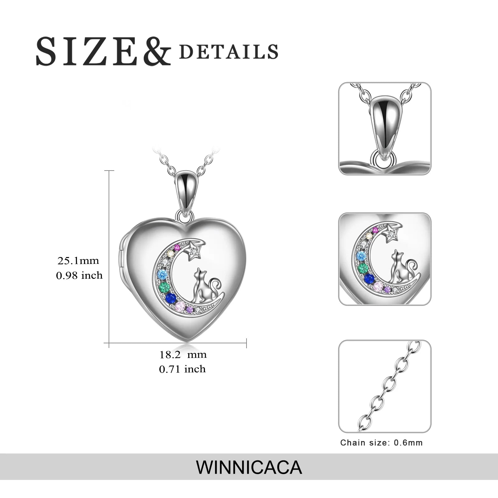 Sterling Silver Heart Cat Lockets Necklace That Holds Pictures Jewelry Birthday Anniversary Mothers Day Christmas Gifts for Women