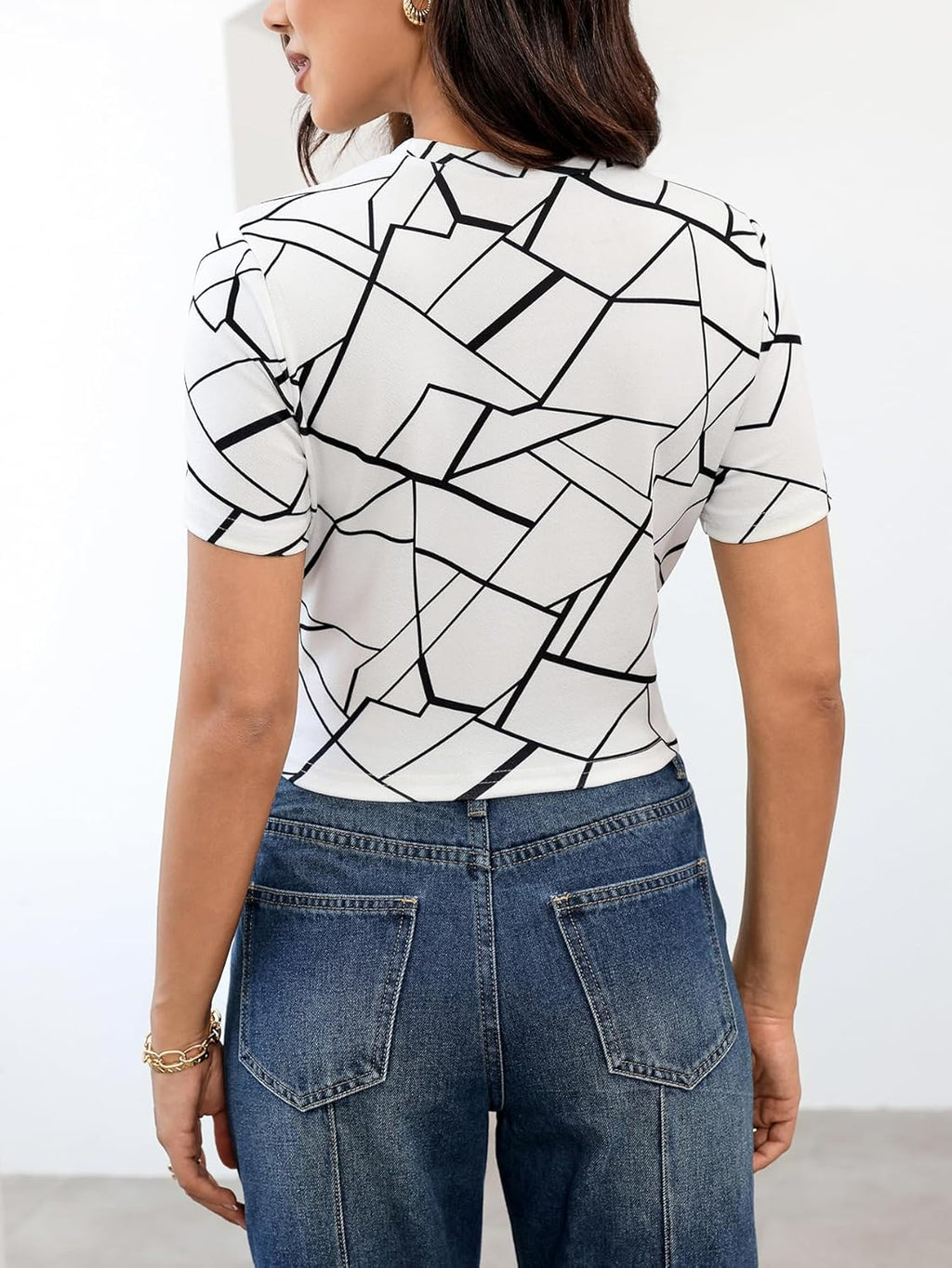 Women'S Casual Twist Front Short Sleeve Crop Top T-Shirt