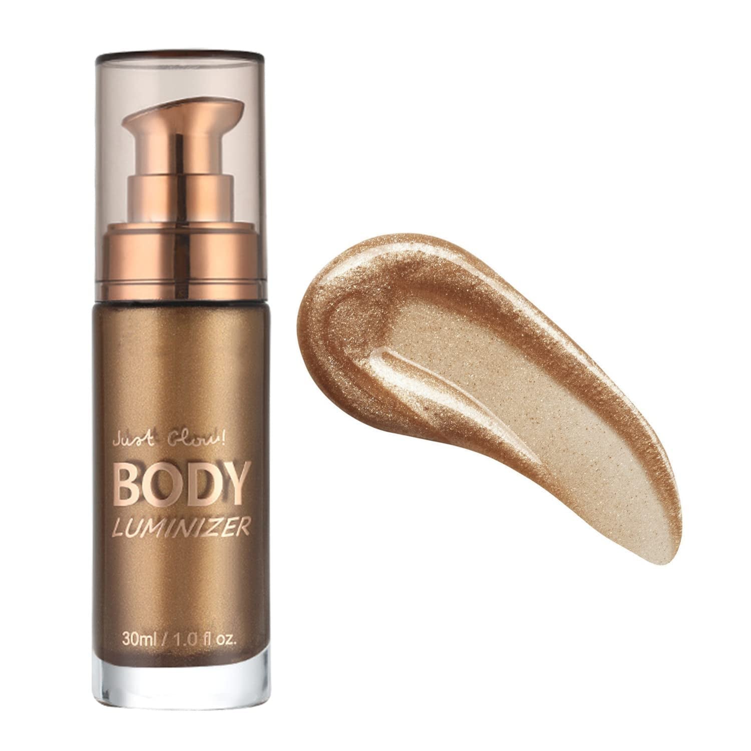 Body Luminizer 6 Colors Waterproof Smooth Shimmer Face Glow Illuminator Non-Sticky Liquid Highlight (30 ML, 03 Glistening Bronze)