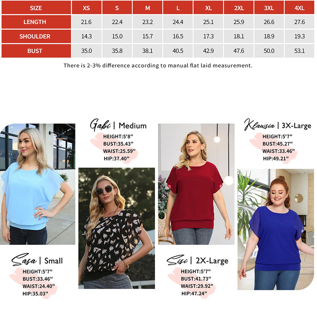 Women'S Summer Loose Casual Short Sleeve Chiffon Top T-Shirt Blouse,White,Large