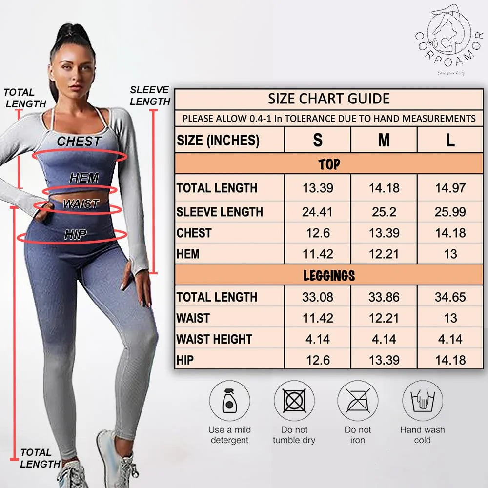 Women'S Fitness Clothing Gym Outfit and Yoga Workout Set Crop Top and High Waisted Leggings Ombre Gradient 2 Piece Set (Purple/Blue, Small)