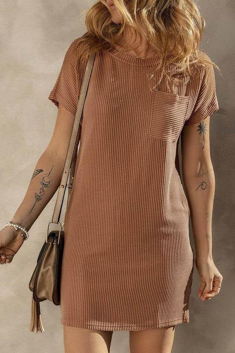 Ribbed Knit T-Shirt Shift Dress