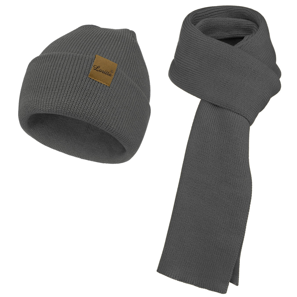 Winter Beanie Hat Scarf Set for Women Fleece Lined Winter Hat Long Soft Knit Scarf for Cold Weather Gary