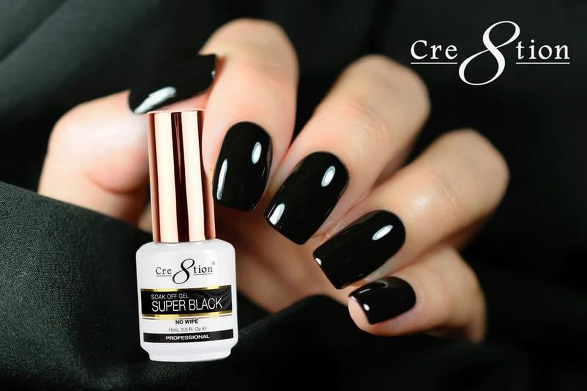 Super Black 0.5Oz UV Gel Nail Polish, Buy 5 Get 1 Free, UV LED Lamp Nail Gel Polish Top Coat for Nail Art Manicure Professional Salon Use