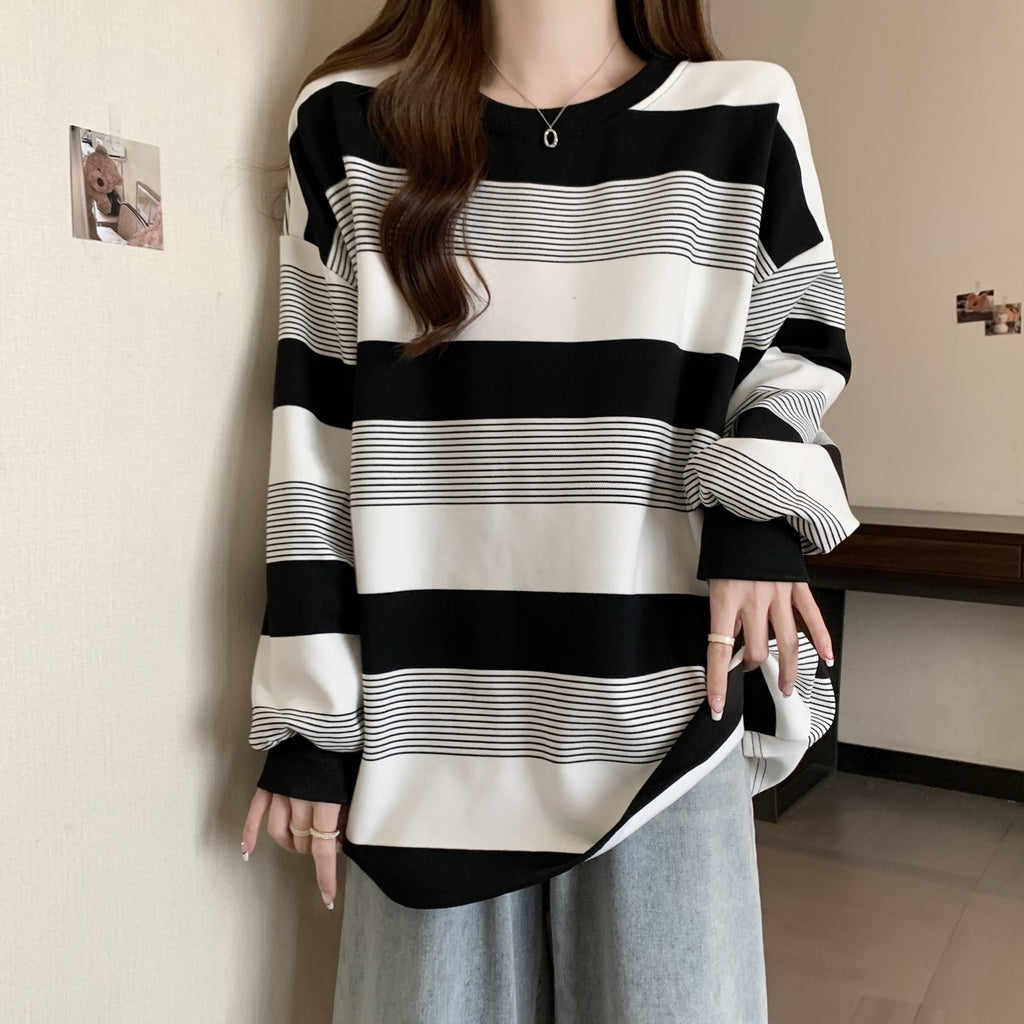 Vintage Stripe Thin Sweater Women's Loose Top