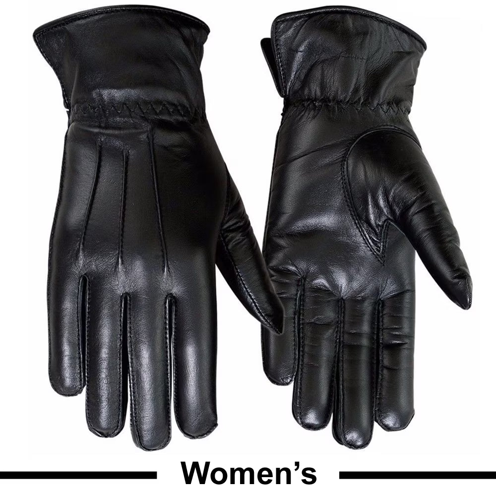 Women'S Insulated Durable Leather Thermal Winter Gloves, Black, L