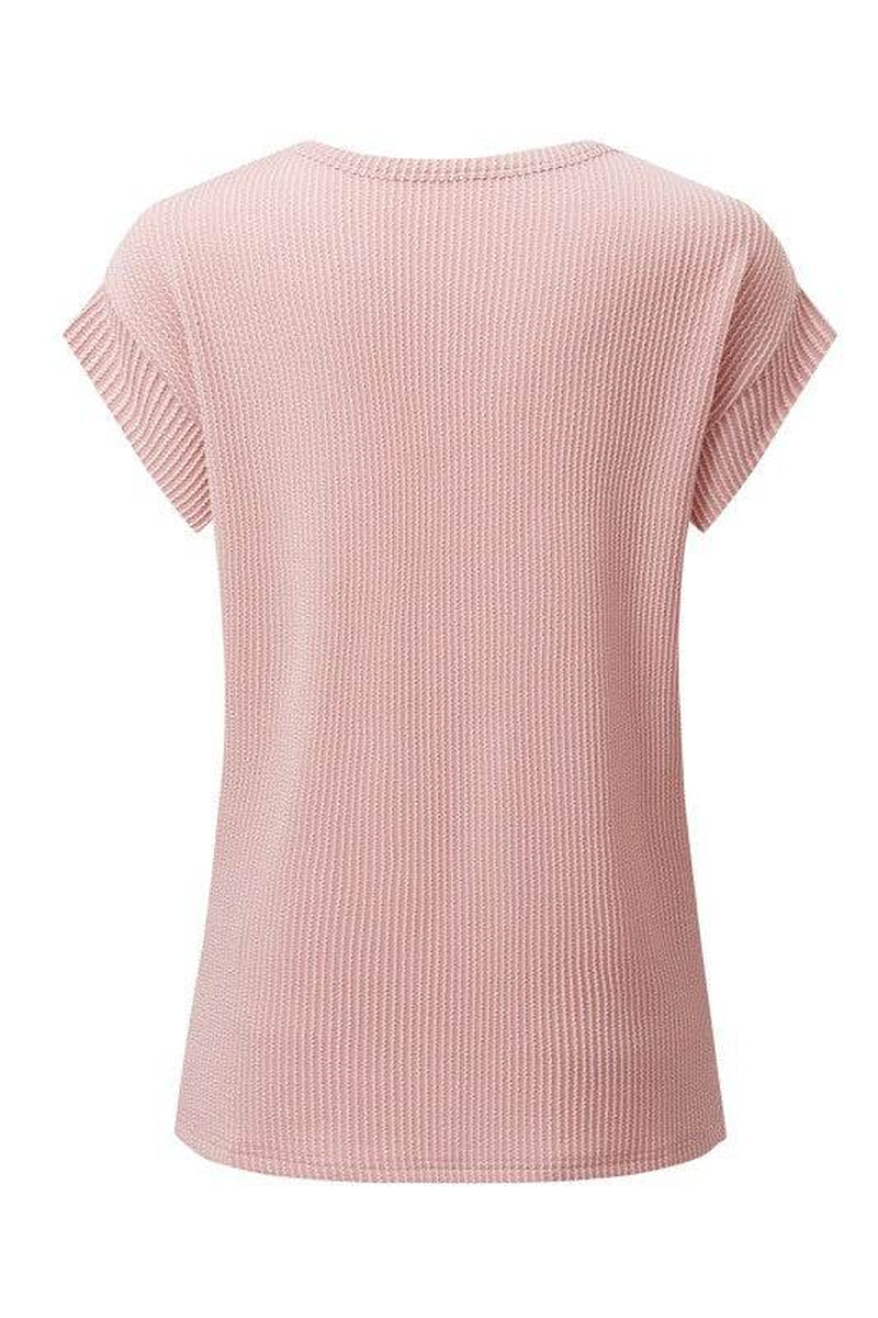Viscose Twisted Ribbed Textured Solid T Shirt