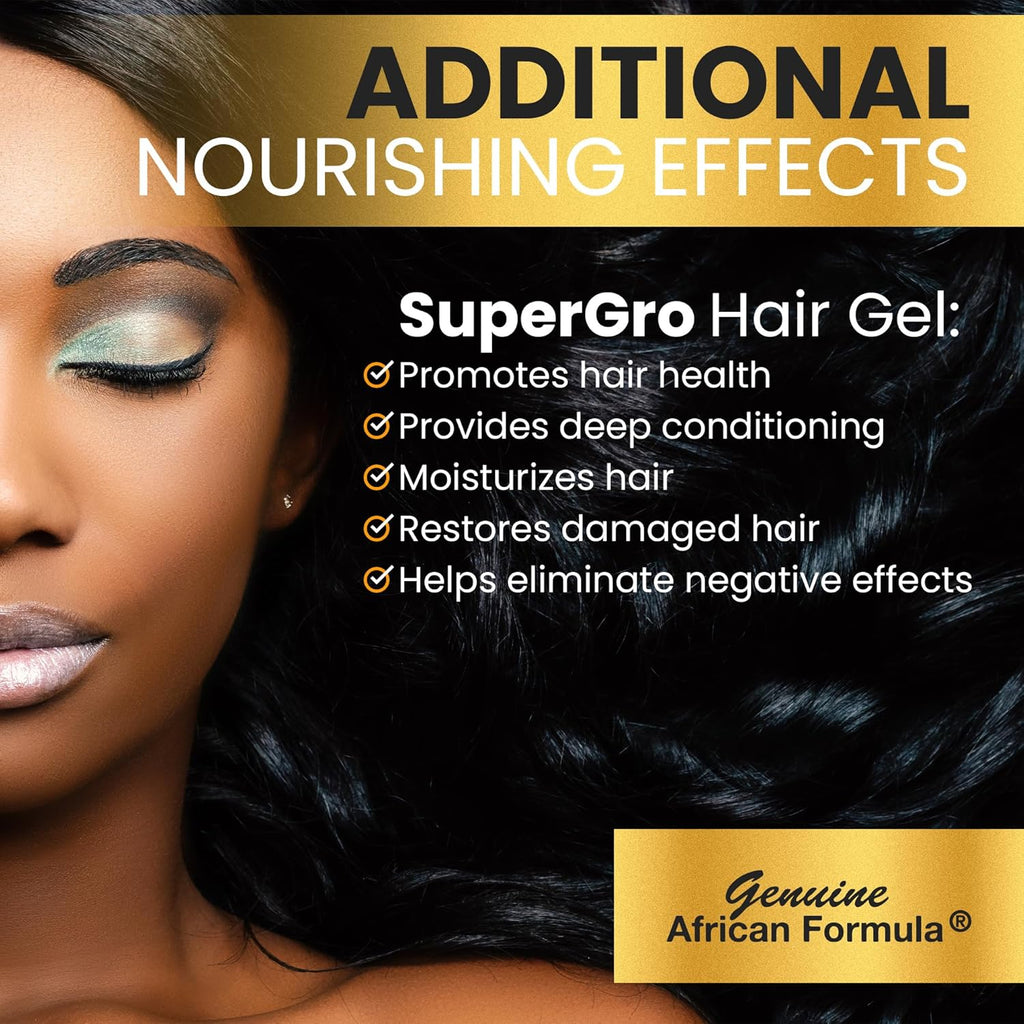 Supergro Hair Gel with Extra Hold - for Braiding, Locking, Instant Edge Control, Twisting, Retwisting - Natural Grip Jam for Neat Shining - Braid, Loc Care Gel with Black Castor Oil - 4 Oz