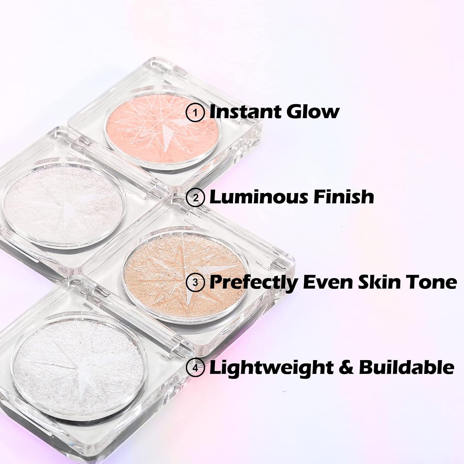 Pearl Shimmer Glitter Highlighter Highlight Makeup Contour Powder, Face Illuminator Highlighter Makeup Iluminadores Illuminator for Face Body Cheek