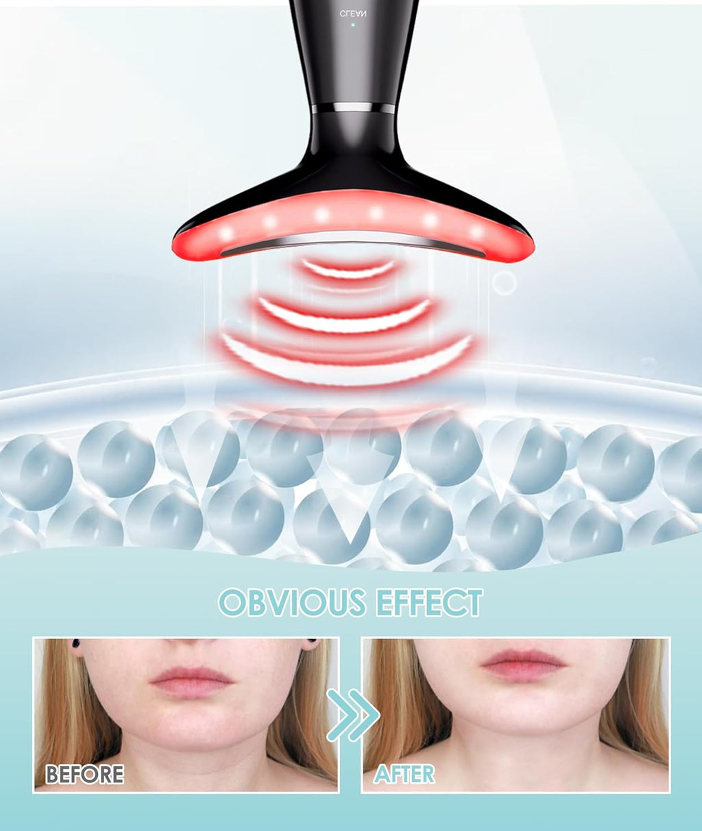 7 Color Neck Face Massager - Facial Massager Tool for Skin Care at Home, Vibrating Face Massager with Thermals, Galvanic Machines Black