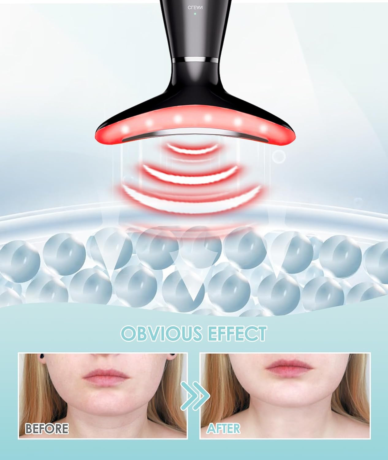 7 Color Neck Face Massager - Facial Massager Tool for Skin Care at Home, Vibrating Face Massager with Thermals, Galvanic Machines Black