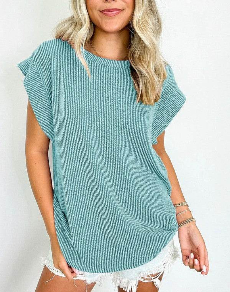 Viscose Twisted Ribbed Textured Solid T Shirt