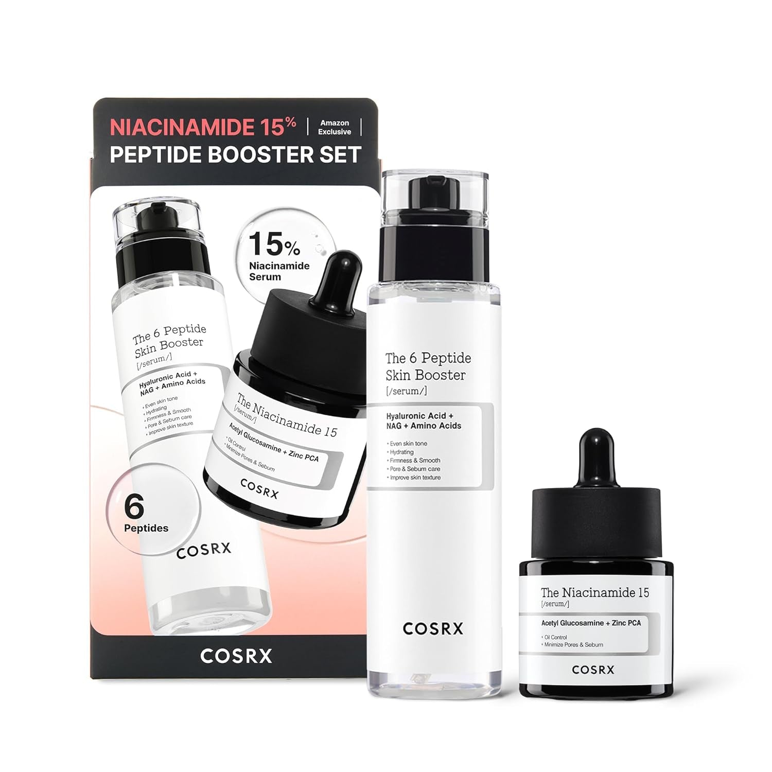 Niacinamide 15% Peptide Booster Set - Amazon Exclusive - Korean Skin Care Set, Gift Sets, Niacinamide Serum, Face Serum