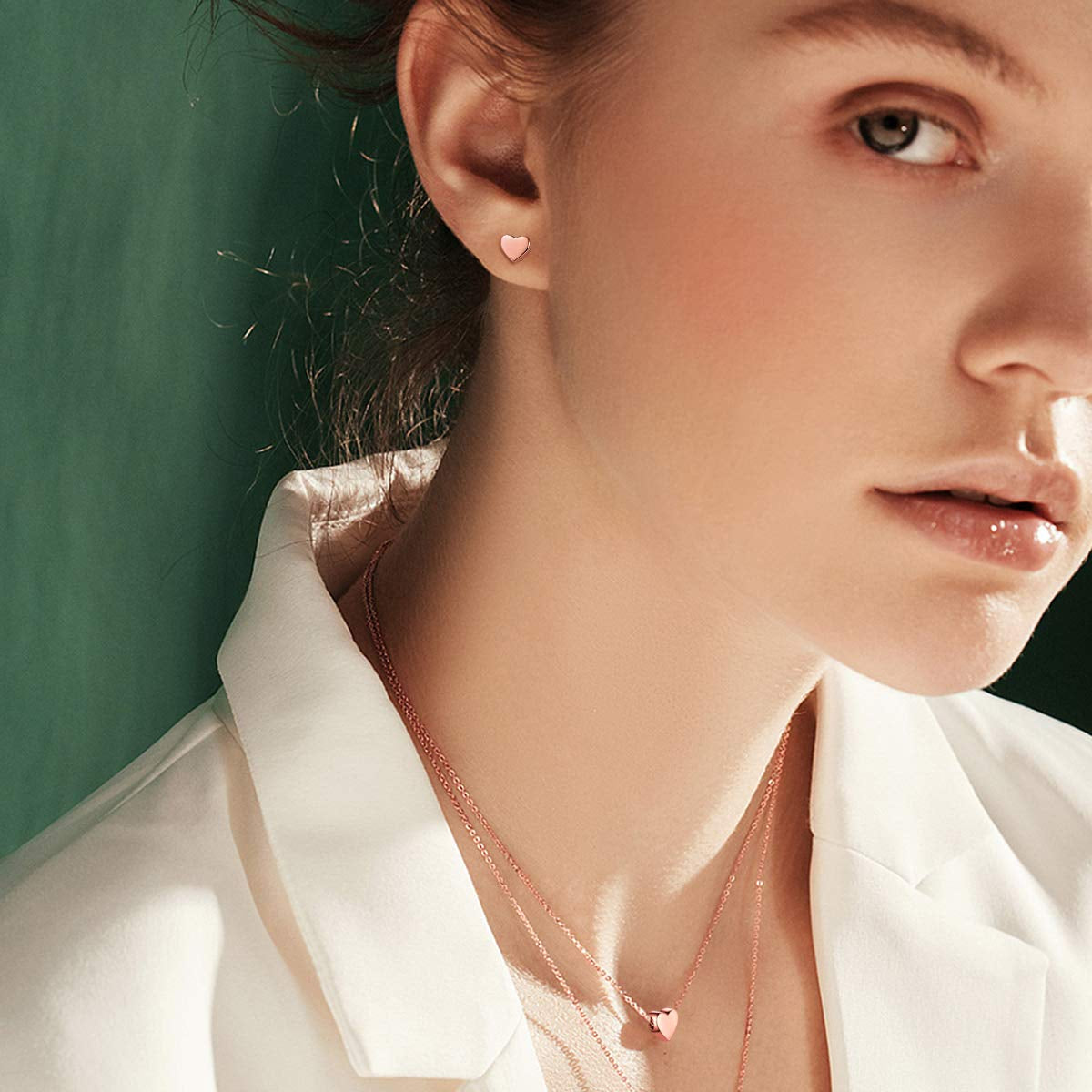 Set for Women Heart Pendant Necklace Trendy Stud Earrings Sterling Silver Jewelry Sets for Brides, Bridesmaid, Mother'S Day