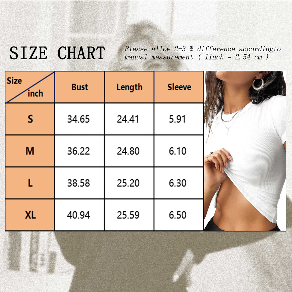Shirts for Women Summer Short Sleeve Ribbed Tops Slim Fitted Casual Crew Neck T Shirts for Women Basic Tee White M