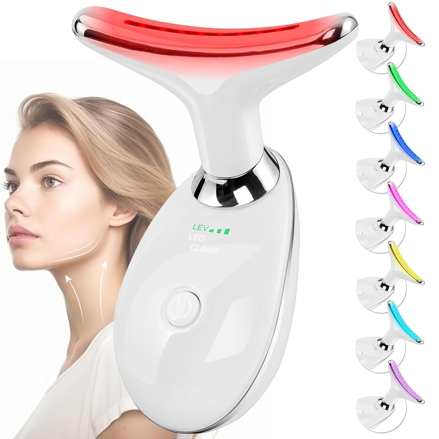 Facial Massager Face and Neck, Face 𝖲 Culpting Wand Tool with 7 Color - Birthday, Christmas, Mothers Day, Valentines Day Gifts for Her Women Mom Best Friend Wife Teacher (White)