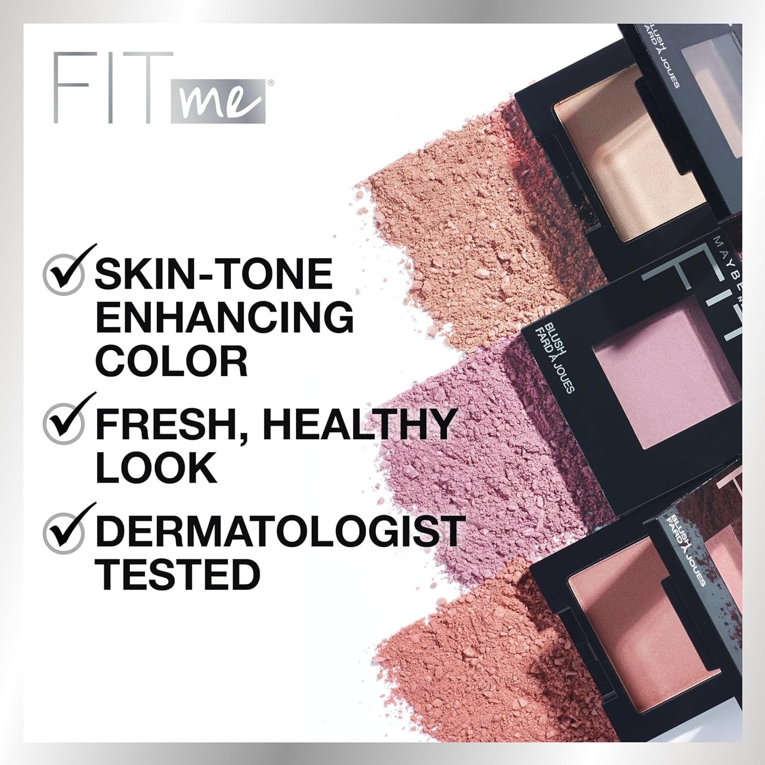 Fit Me Blush, Lightweight, Smooth, Blendable, Long-Lasting All-Day Face Enhancing Makeup Color, Pink, 1 Count