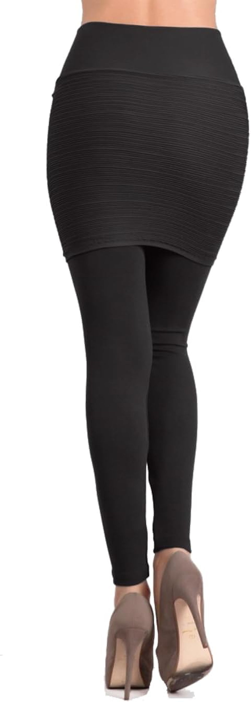 Women'S High Waistband Seamless Legging with Ribbed Skirt. One Size