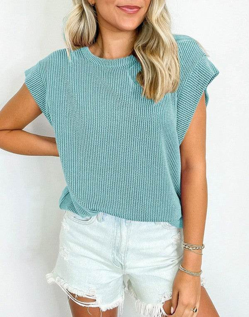 Viscose Twisted Ribbed Textured Solid T Shirt
