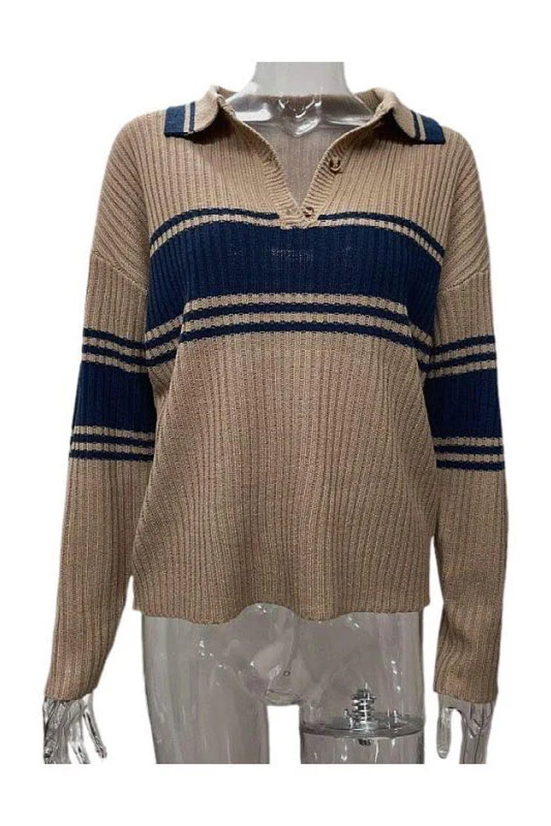 Ribbed Polo Sweater
