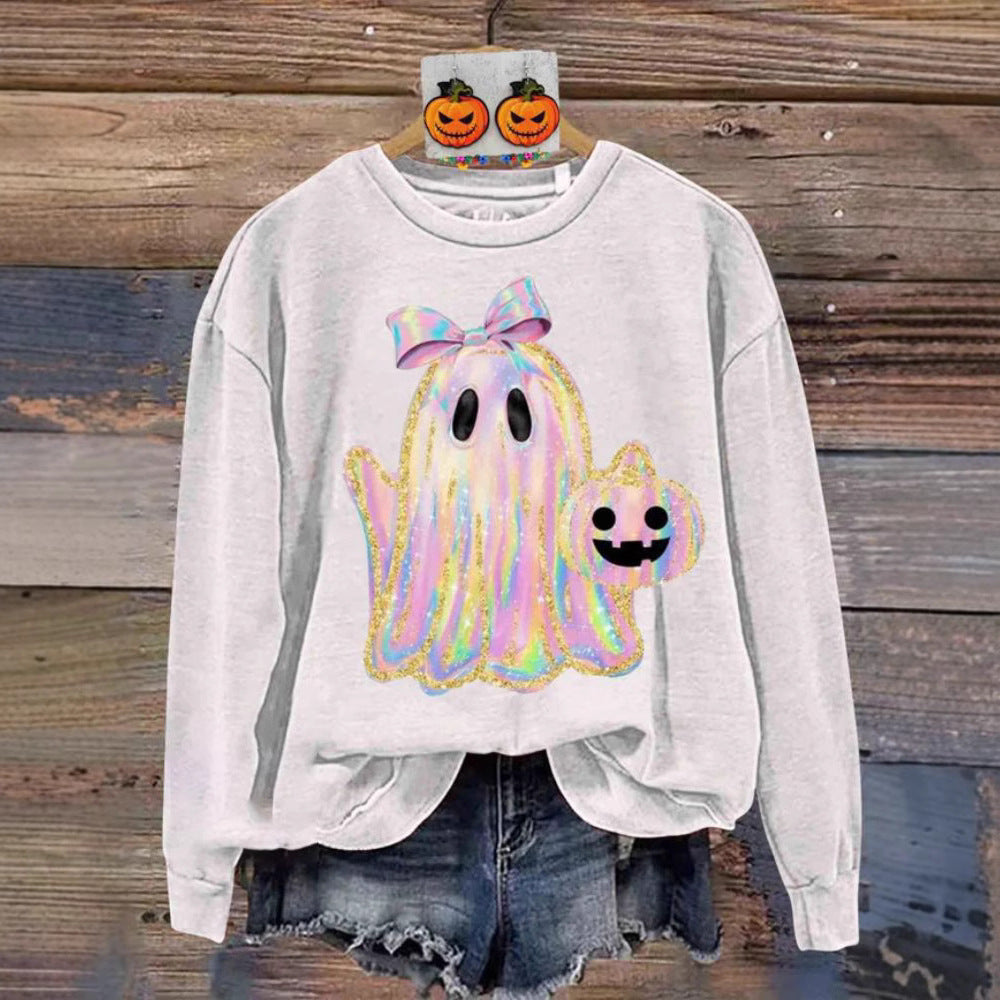 Women's Creative Halloween Printed Crew Neck Sweatshirt